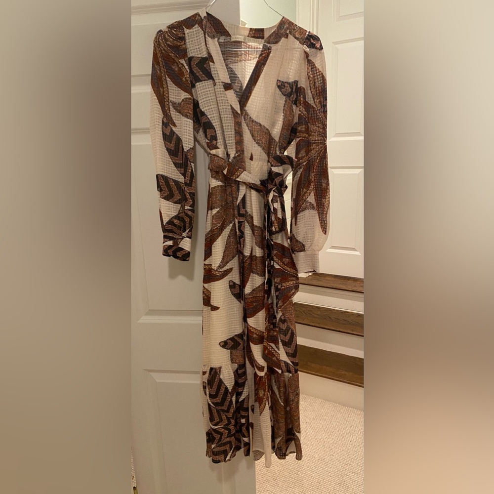 Marie Oliver Brown Tan Wrap Sundress